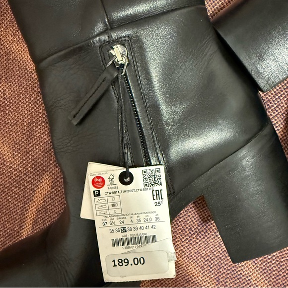 ZARA GENUINE LEATHER HEELED KNEE HIGH BOOTS size 6.5 - Picture 9 of 9